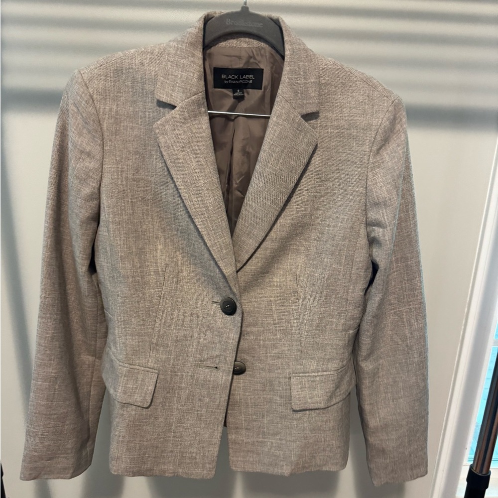 Evan Picone Gray Blazer Structured Shoulders Professional Tailoring